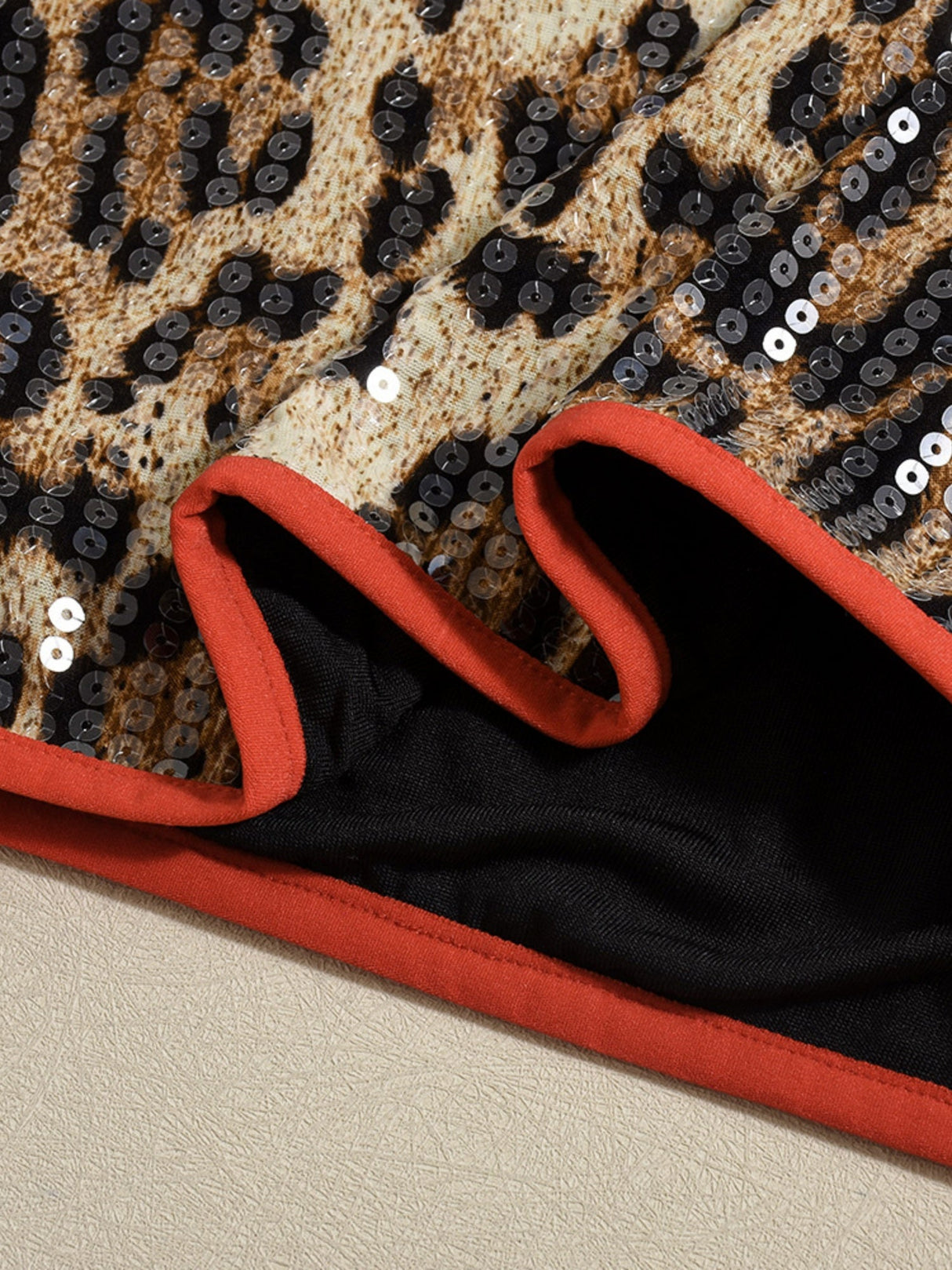 Leopard Print Sequins Stretch Skirts