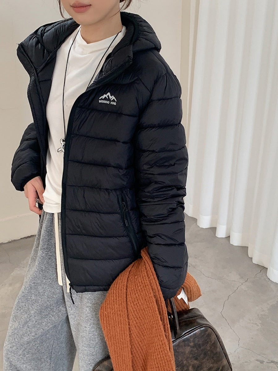 Zippered Pocket Quilting Lightweight Coat Stuffing Leisure Outdoor Cotton-padded Clothing