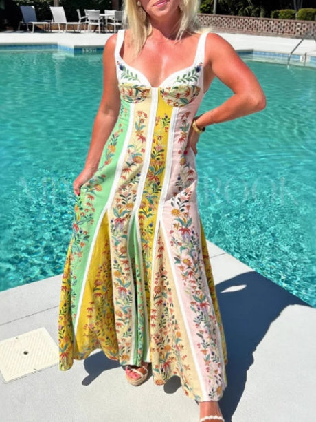 Floral Print Camisoles Maxi Dresses