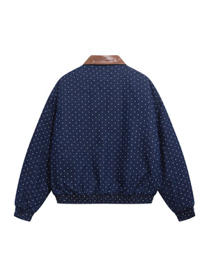 Retro Colorful Cat Polka Dots Splicing Lapel Thickening Jackets