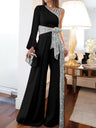 Off-shoulder Casual High-waisted Plus Size Wide-leg Jumpsuit