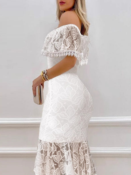 Off Shoulder Lace Wedding Dress Formal Dress Maxi Dresses