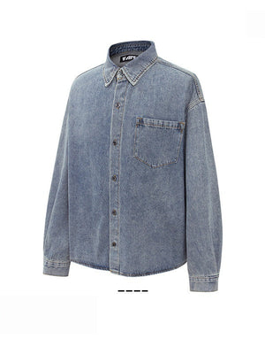 Vintage Washing Old Retro Blue  Denim Shirts