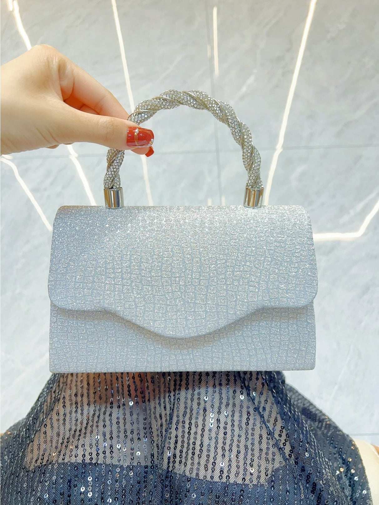 Liber Four Seasons ACC Sequined Diamond Small Square Bag