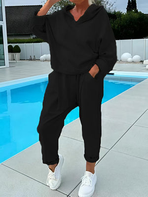 Ensembles 2 pièces comprenant un sweat à capuche et un pantalon de couleur unie
