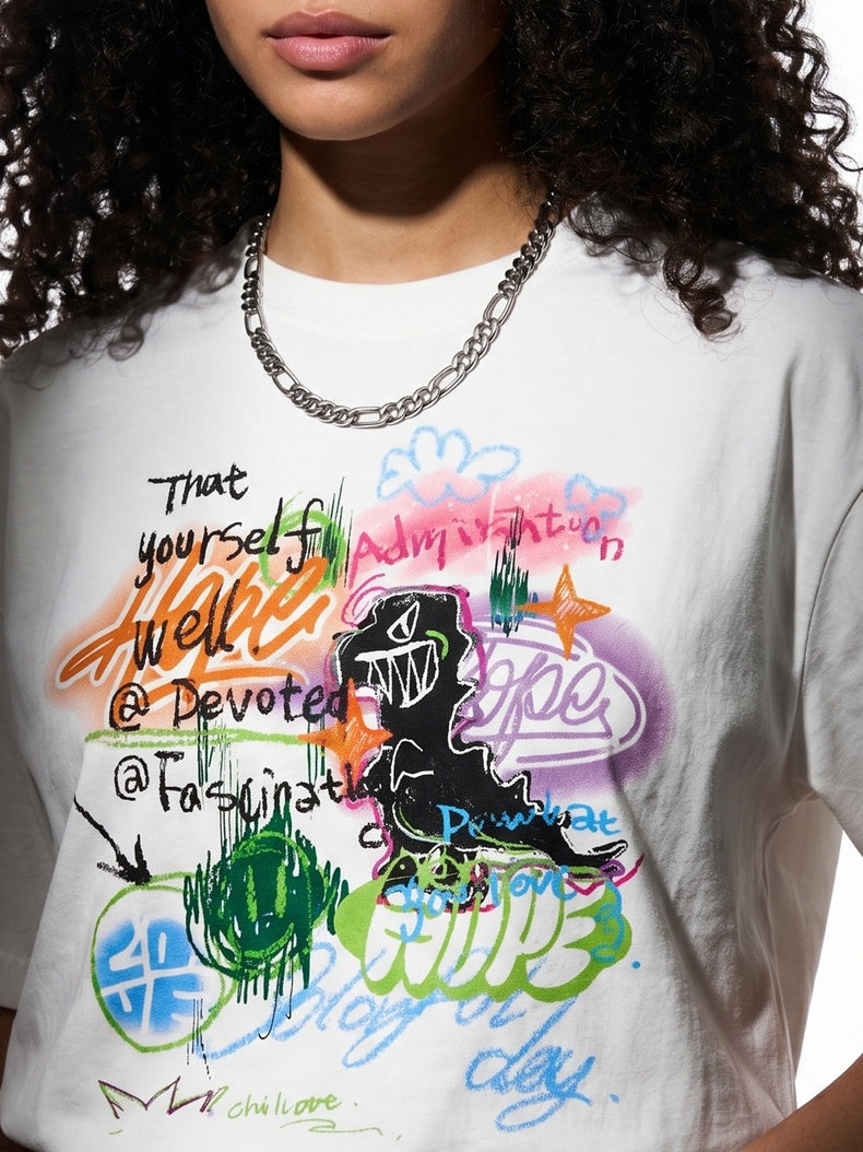 Graffiti Printed Loose-fit T-shirts