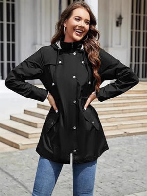 Hooded Zipper Raincoat Coat Rainproof Windproof Water Proof Outdoor Windbreaker
