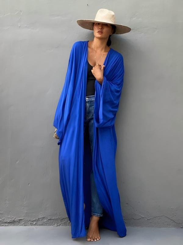 Loose-fitting Long Cardigan For Beach, Sun Protection, Beach Vacation, Bikini Cover-up, Swimwear Outerwear