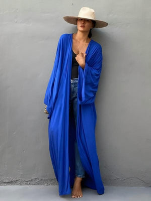 Loose-fitting Long Cardigan For Beach, Sun Protection, Beach Vacation, Bikini Cover-up, Swimwear Outerwear