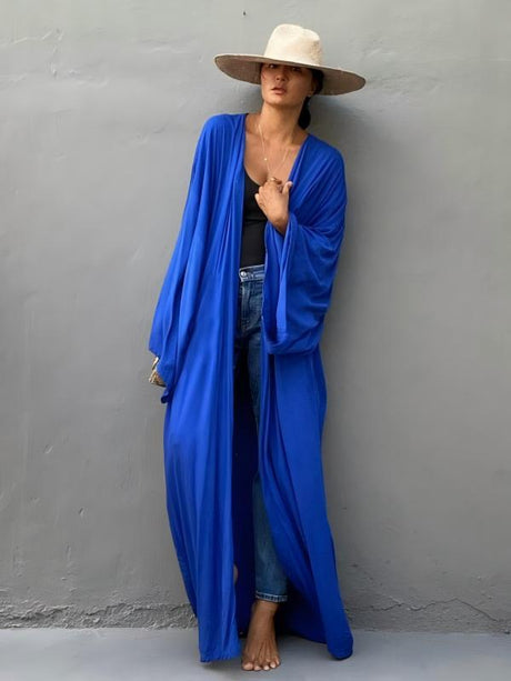 Loose-fitting Long Cardigan For Beach, Sun Protection, Beach Vacation, Bikini Cover-up, Swimwear Outerwear