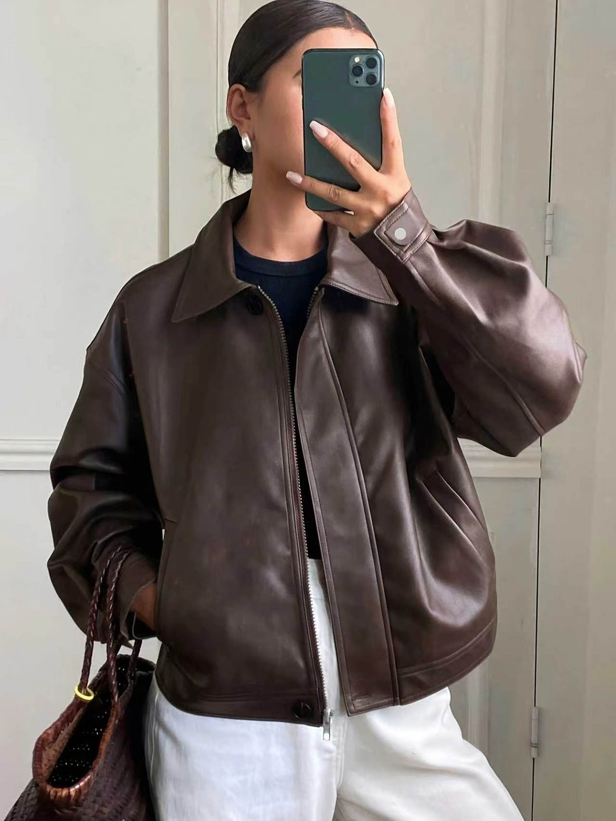 Casual Leather Jacket Loose Coat