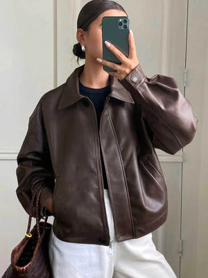 Casual Leather Jacket Loose Coat