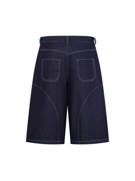 Five-pointed Star Loose-fit Straight-fit Multiple Pockets Five Points Denim Shorts
