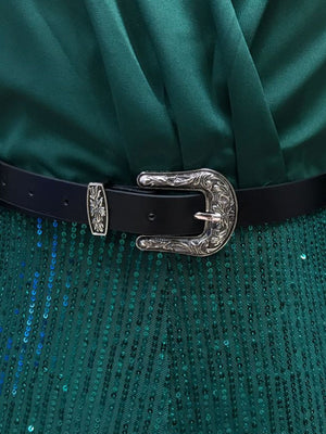 V-neck Long Sleeve Grace Waist Slimming Sequins With Belt Bodysuit