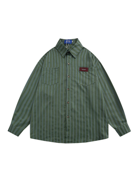 Liber Autumn Neutral wear Pocket decoration Stripes Shirts