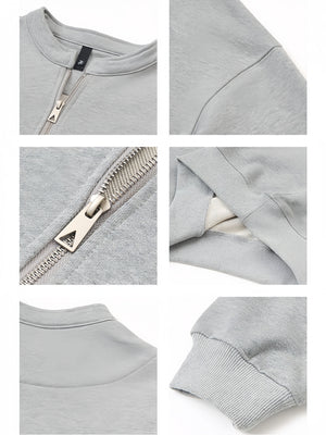 Retro Loose Boxy Short Half Zipper Crew Neck Sweatshirt