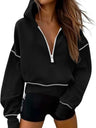 Lapel Splicing Hood Long Sleeve Half Zipper Hoodies