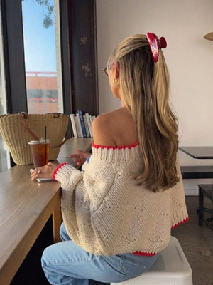 Contrasting Colors Jacquard Fish Pattern Knitting Sweaters