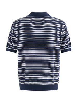 Retro Color-blocked Stripes Loose-fit POLO Shirt