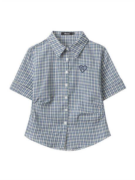 Liber Summer Women's Buttons Stripes/Plaid Chiffon shirt/shirt