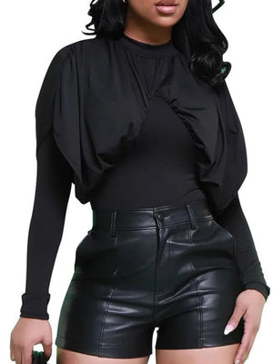 PU Leather Tight-fitting Hip Body Shorts