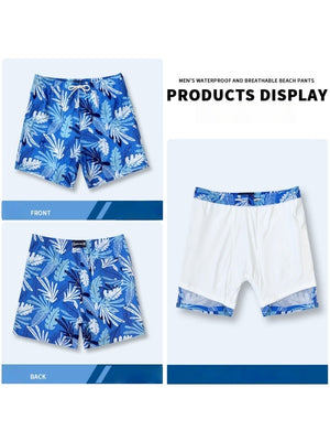 Outerwear Printed Straight-fit Quick-drying Loose-fit Double Layer Beach Shorts