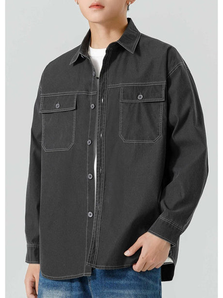 Washed Distressed Work Clothes Shirts Coat