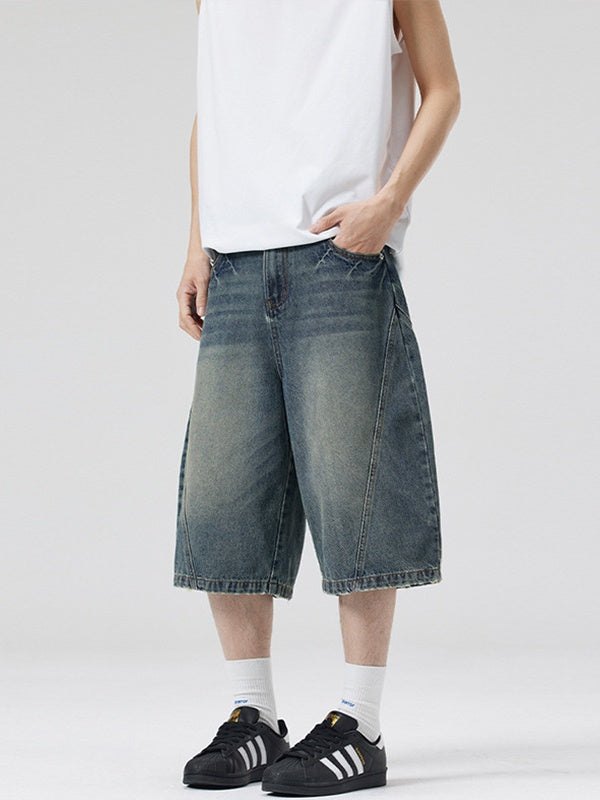 Retro Lightning Machete 7 Points Denim Shorts