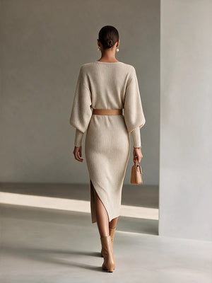 French-style Elegant Off-the-shoulder Long-sleeved Sweater