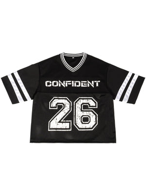 Color-blocked Retro Mesh Jersey Boxy Boxy T-shirts