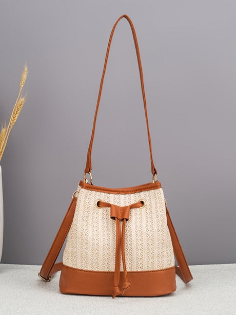 Vacation Straw Patchwork Crossbody Bag