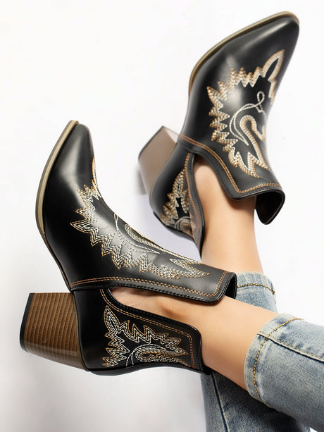Embroidered Pointed-Toe Western Women's Boots