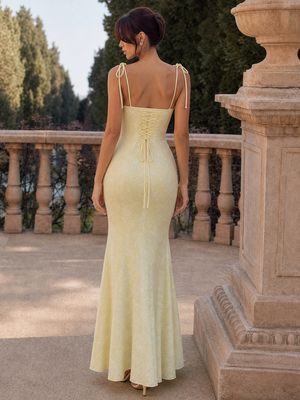 Unique Backless, Fitted Waist, Bodycon Fishtail Maxi Dress