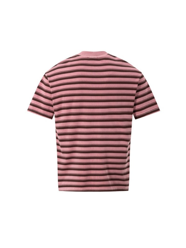 Retro Color-blocked Stripes Letter Printed T-shirts