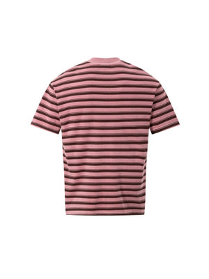 Retro Color-blocked Stripes Letter Printed T-shirts