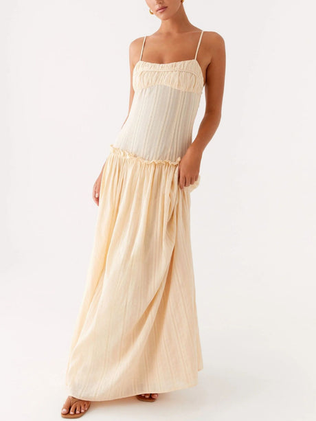 Ruffled Edges Camisoles Sweet Maxi Dresses