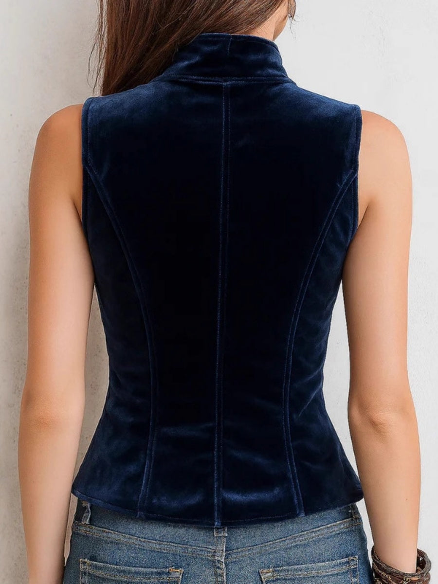 Double-breasted Slim-fit Velvet Vest