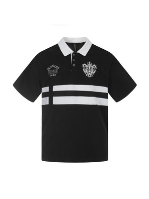 Stripes Patchwork Color-blocked Ins Embroidery Loose-fit Polo