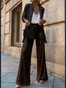 Sequined Suit And Wide-leg Trousers Two-piece Set