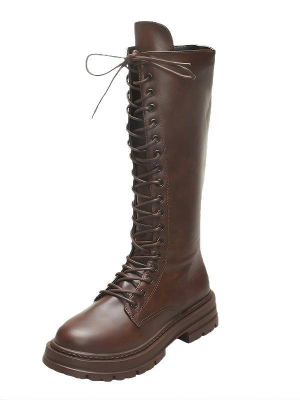Retro Lace-up Riding Boots For Women
