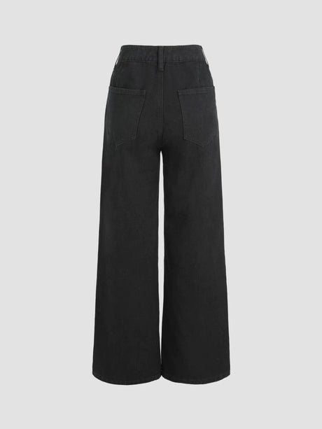 Women's Light-colored Washed Denim Wide-leg Jeans With Shimmering Details For Autumn And Winter