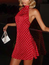 Polka Dots Neckband Backless Sweet Mini&Short Dresses