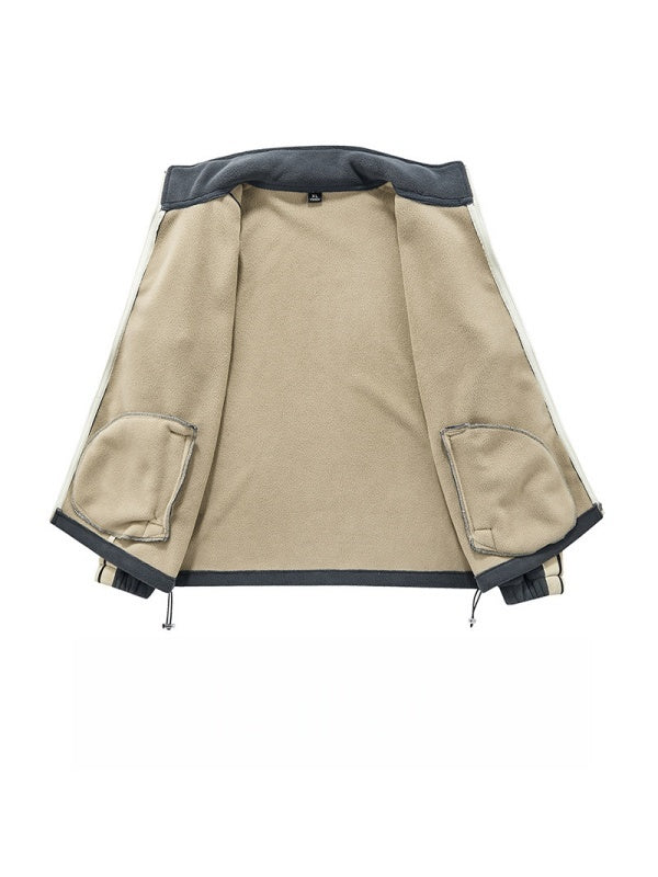 Double-sided Fleece Stand Collar Windproof Fleece Color Matching Thickening Jackets