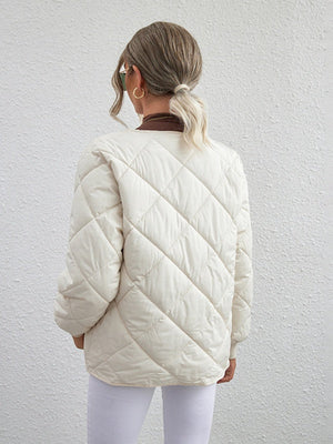 Women's Diamond Button Pocket Short Down Jacket