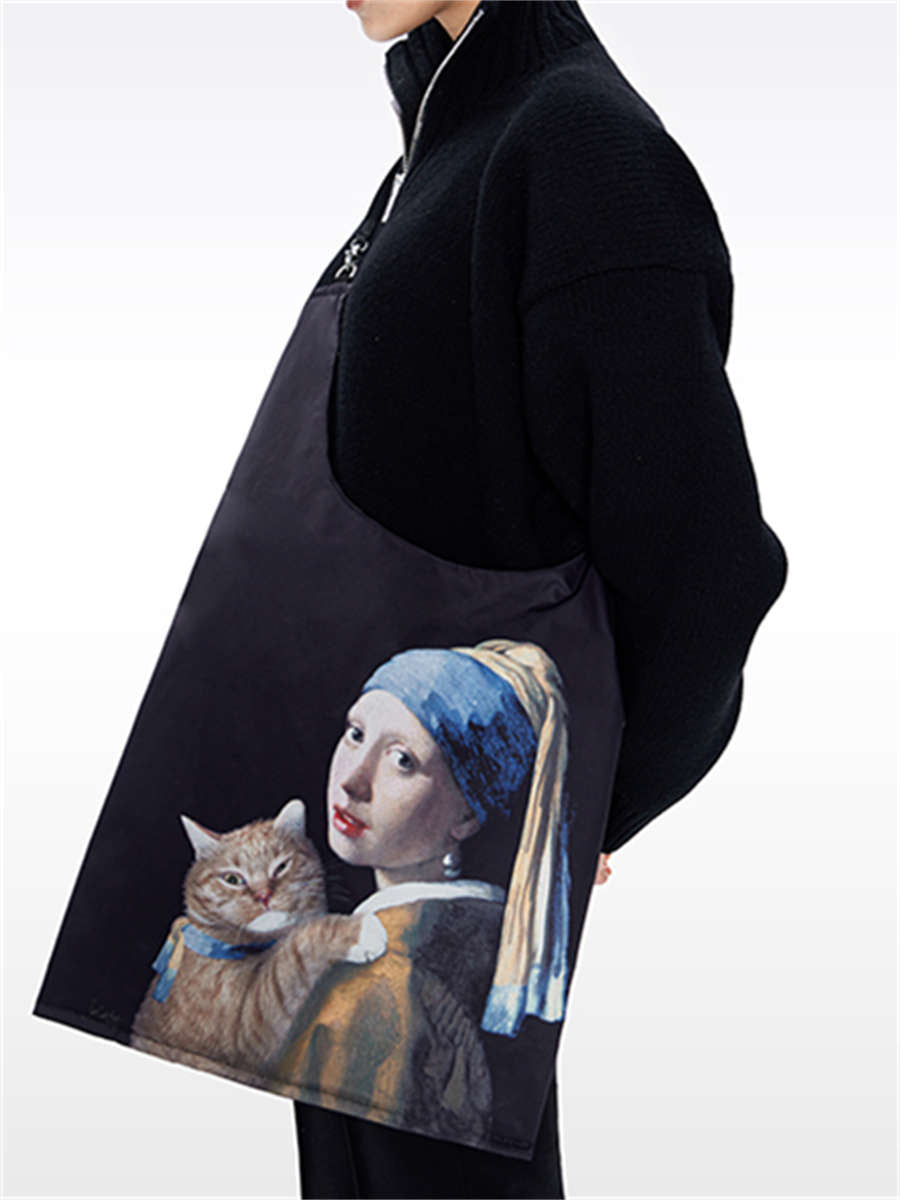 SUPER MERCY Collaboration Blind Box Crossbody Bag, Niche Design, Large Capacity, Versatile Canvas Shoulder Tote Bag For Commuting.