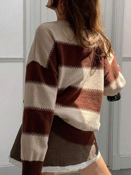 Stripes Color Matching Knitted Sweater