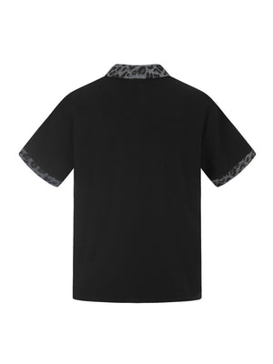 Abstract Printed Ins Leopard Print Patchwork POLO