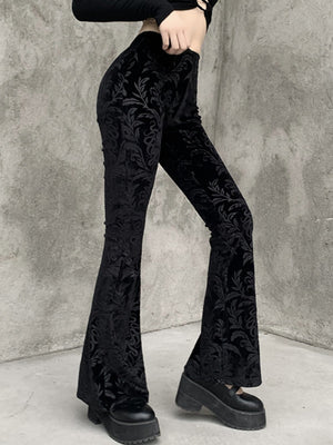 Y2K Embossed Velvet High-waisted Flared Pants Slimming Pants