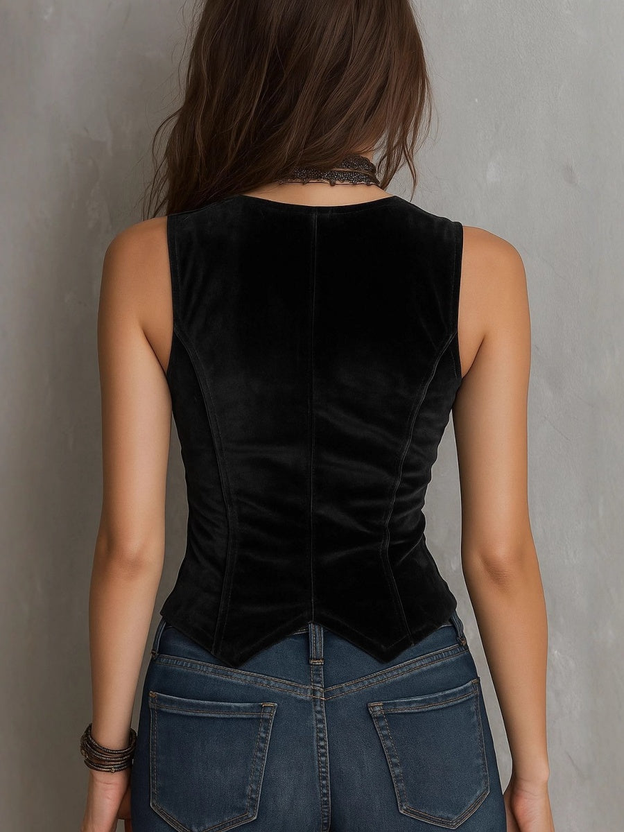 V-neck Slimming Velvet Vest