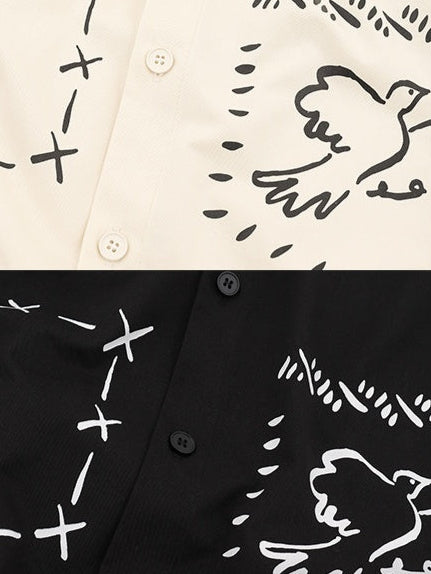 Liber Autumn Men's Printed Cartoon Shirts